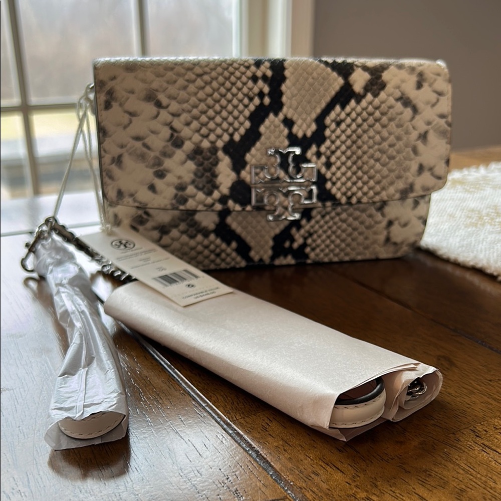 Tory Burch Snake Print Clutch - Black and Gray - Picture 13 of 13